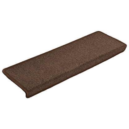 Tapetes de escada 15 peças 65x21x4 cm marrom com borda retangular