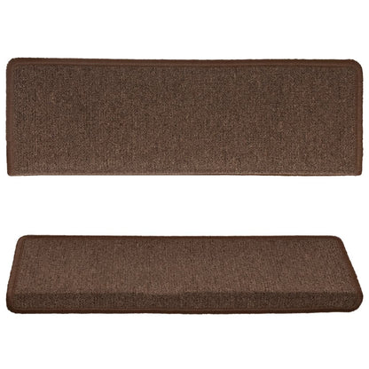 Tapetes de escada 15 peças 65x21x4 cm marrom com borda retangular