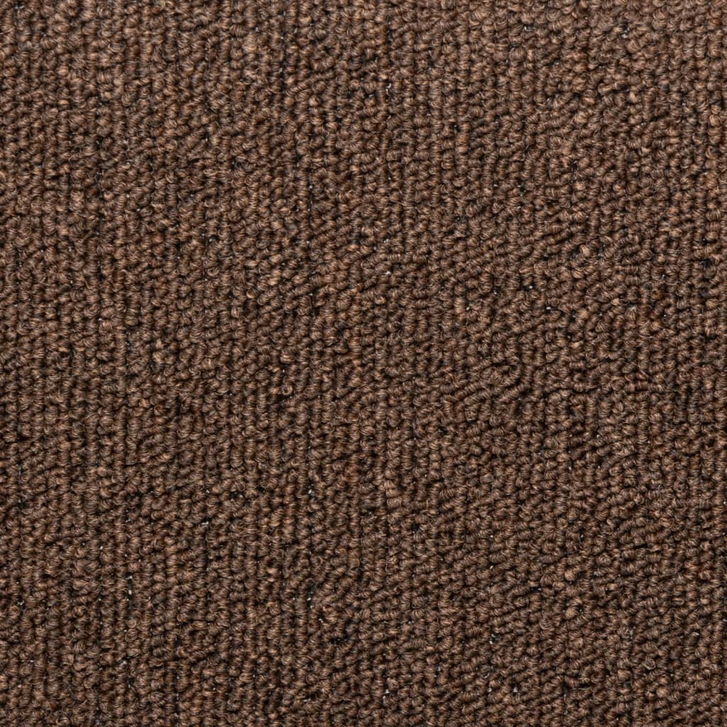 Tapetes de escada 15 peças 65x21x4 cm marrom com borda retangular