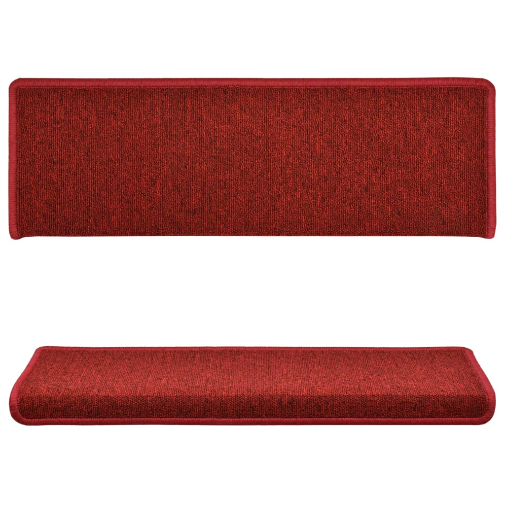 Tapetes de escada 15 peças 65x21x4 cm Bordô com borda retangular