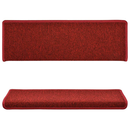 Tapetes de escada 15 peças 65x21x4 cm Bordô com borda retangular