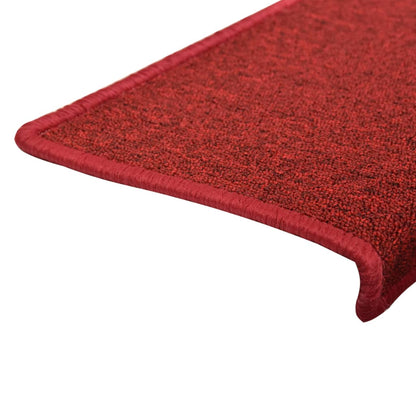 Tapetes de escada 15 peças 65x21x4 cm Bordô com borda retangular