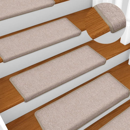Tapetes de escada 15 peças 65x21x4 cm cinza-claro com borda retangular