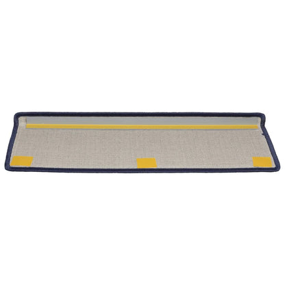 Tapetes de escada 15 peças 65x21x4 cm azul com borda retangular