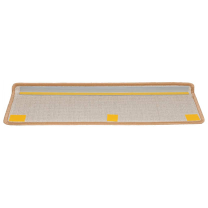 Tapetes de escada 15 peças 65x21x4 cm bege com borda retangular