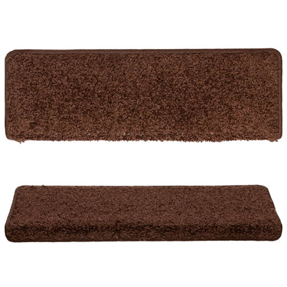 Tapetes de escada 15 peças 65x21x4 cm marrom com borda retangular
