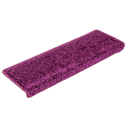 Tapetes de escada 15 peças 65x21x4 cm roxo com borda retangular