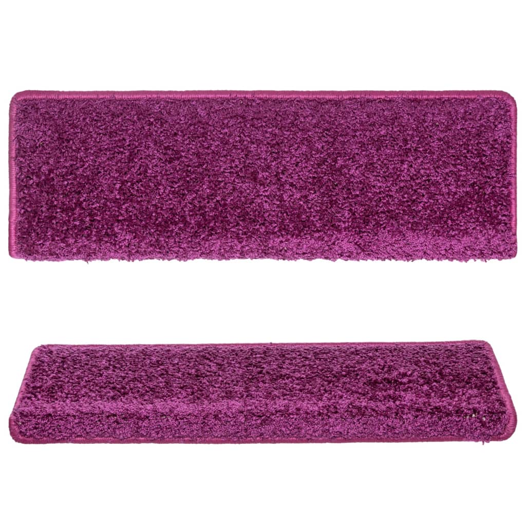 Tapetes de escada 15 peças 65x21x4 cm roxo com borda retangular