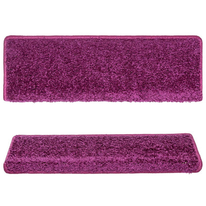 Tapetes de escada 15 peças 65x21x4 cm roxo com borda retangular