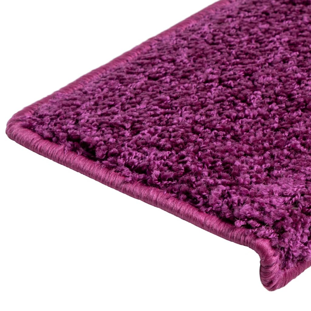 Tapetes de escada 15 peças 65x21x4 cm roxo com borda retangular