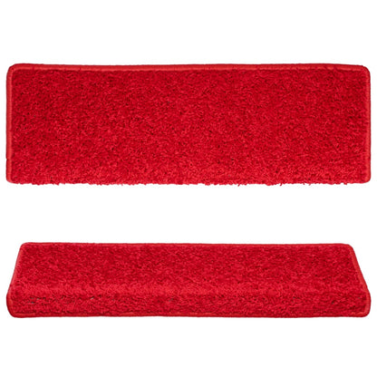 Tapetes de escada 15 peças 65x21x4 cm vermelho com borda retangular