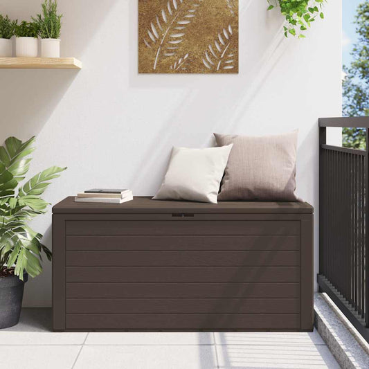 Caixa de arrumação para jardim 116x44x55 cm castanho