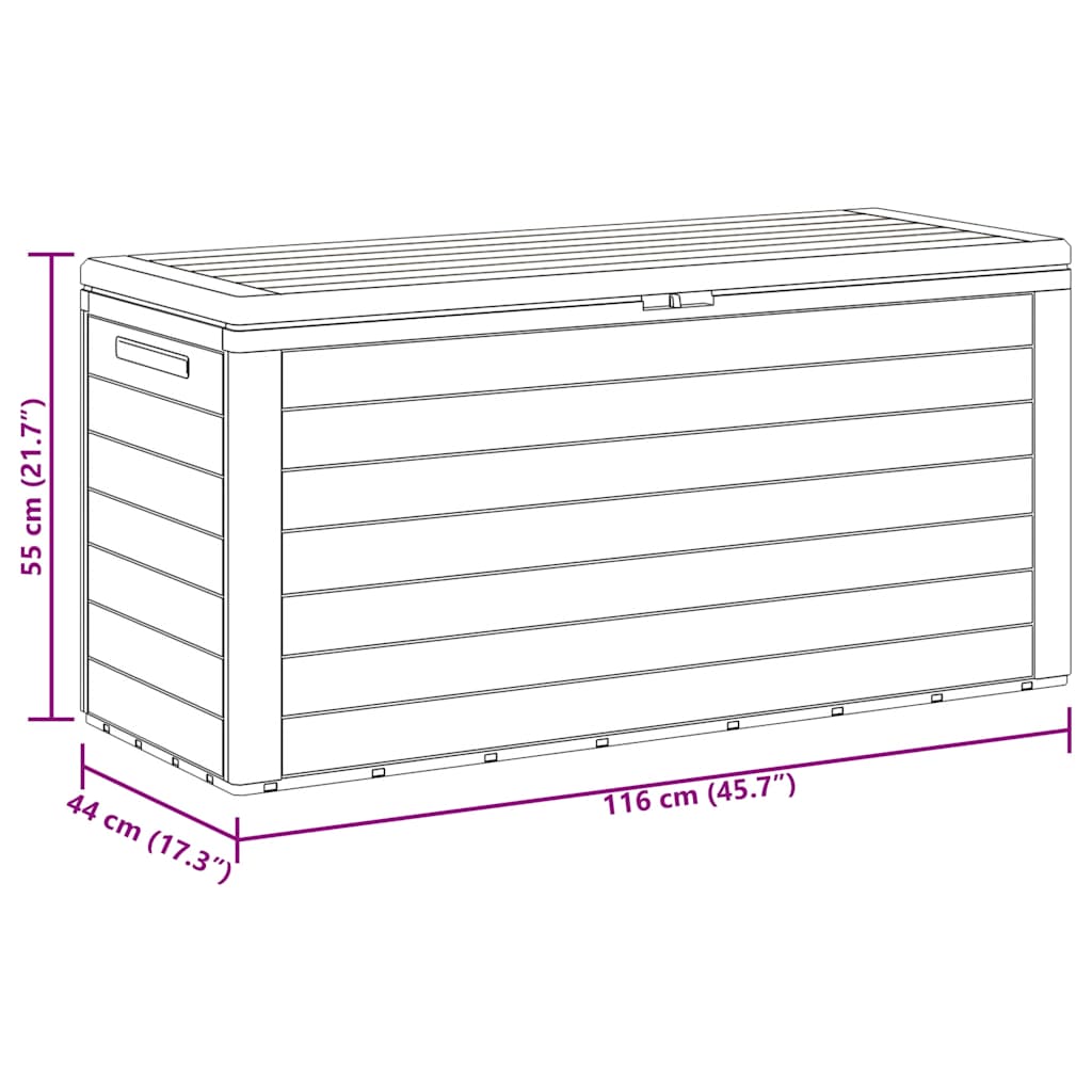 Caixa de arrumação para jardim 116x44x55 cm antracite