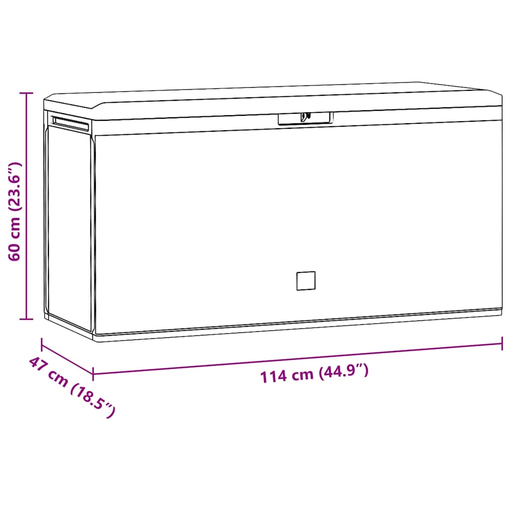 Caixa de arrumação para jardim 114x47x60 cm castanho