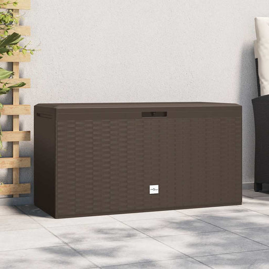 Caixa de arrumação para jardim 114x47x60 cm castanho
