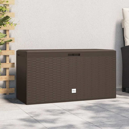 Caixa de arrumação para jardim 114x47x60 cm castanho