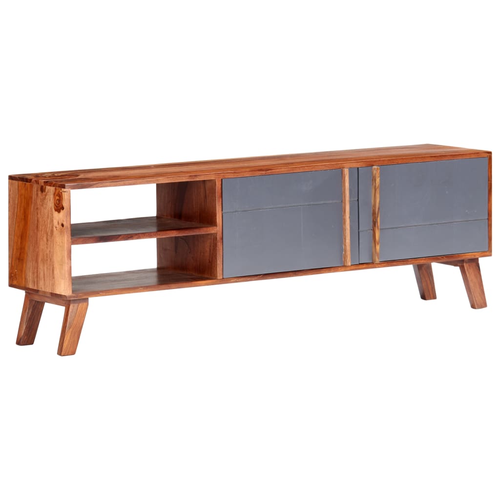 Móvel de TV de madeira maciça cinzento