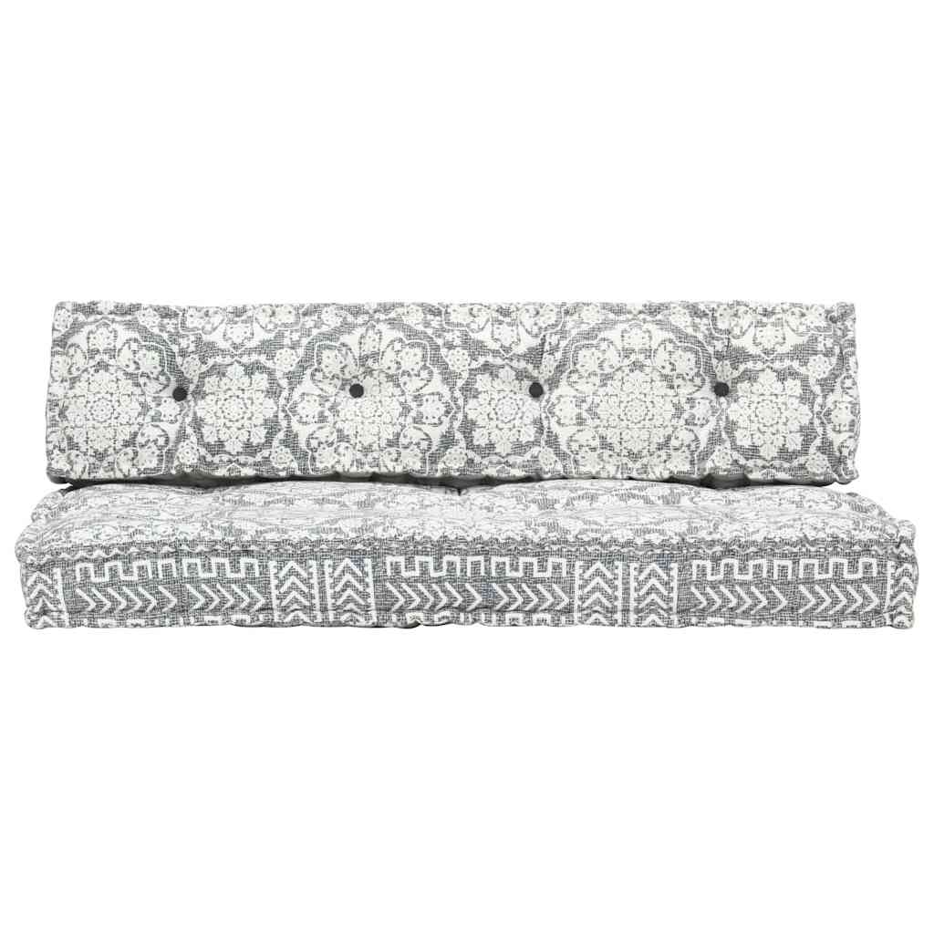 Almofadão para sofá de paletes tecido retalhos cinzento-claro