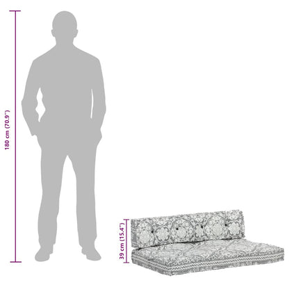 Almofadão para sofá de paletes tecido retalhos cinzento-claro