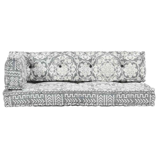 Almofadão para sofá de paletes tecido retalhos cinzento-claro