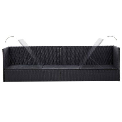 Sofá de jardim com almofadão e almofada vime PE preto