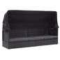 Sofá-cama de exterior com toldo vime PE preto