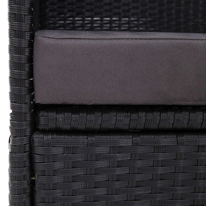 Sofá-cama de exterior com toldo vime PE preto