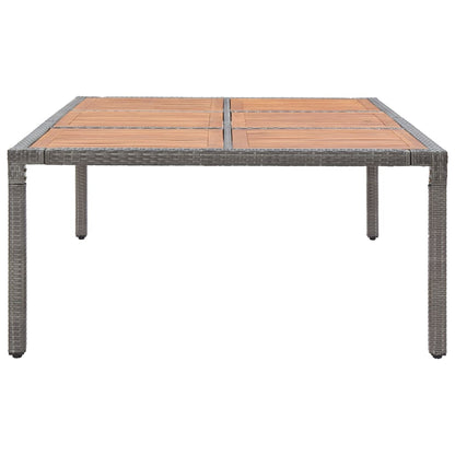Mesa de jardim 200x150x74 cm vime PE e madeira acácia cinzento
