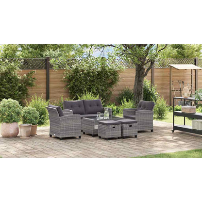 6 pcs conjunto sofás jardim c/ almofadões vime cinzento-escuro