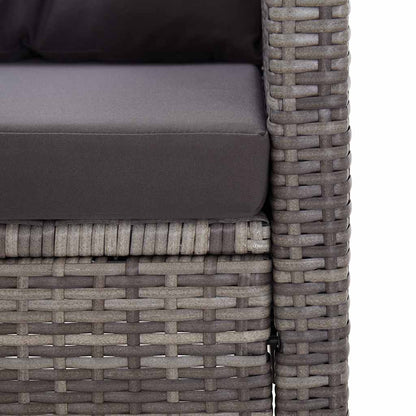 Sofá de jardim 2 lugares com almofadões 124 cm vime PE cinzento