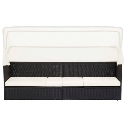 Sofá de jardim com toldo vime preto