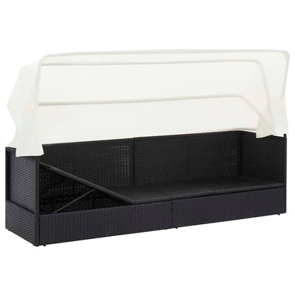 Sofá de jardim com toldo vime preto