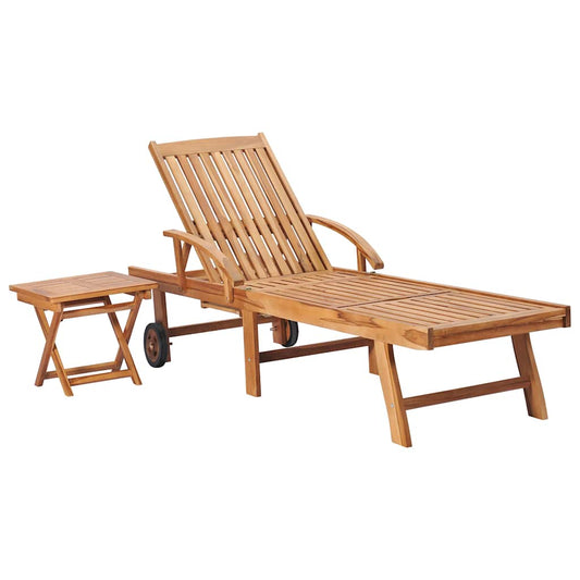Espreguiçadeiras com mesa 2 pcs madeira de teca maciça