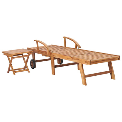 Espreguiçadeiras com mesa 2 pcs madeira de teca maciça