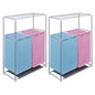 Cestos separadores roupa 2 secções c/ prateleira p/ secar 2 pcs