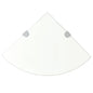 Prateleiras canto 2 pcs suportes cromados 25x25cm vidro transp.