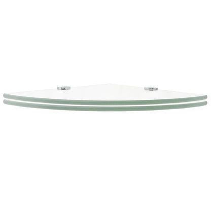 Prateleiras canto 2 pcs suportes cromados 25x25cm vidro transp.