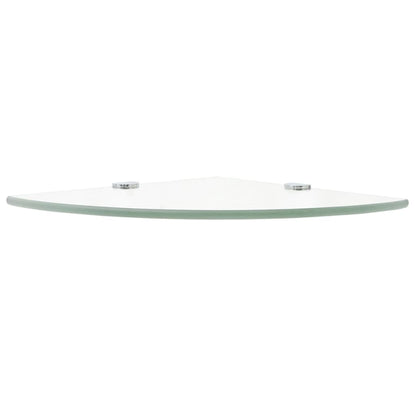 Prateleiras canto 2 pcs suportes cromados 25x25cm vidro transp.