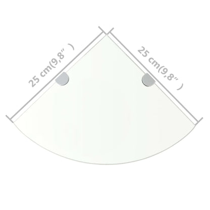 Prateleiras canto 2 pcs suportes cromados 25x25cm vidro transp.