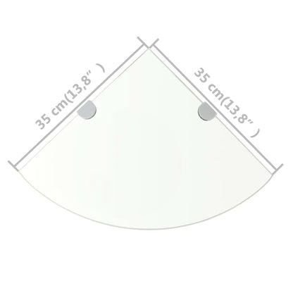 Prateleiras canto 2pcs suportes cromados 35x35cm vidro transp.