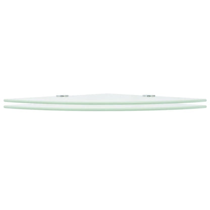 Prateleiras canto 2 pcs suportes cromados 25x25cm vidro branco