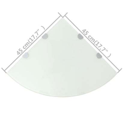 Prateleiras canto 2 pcs suportes cromados 45x45cm vidro branco
