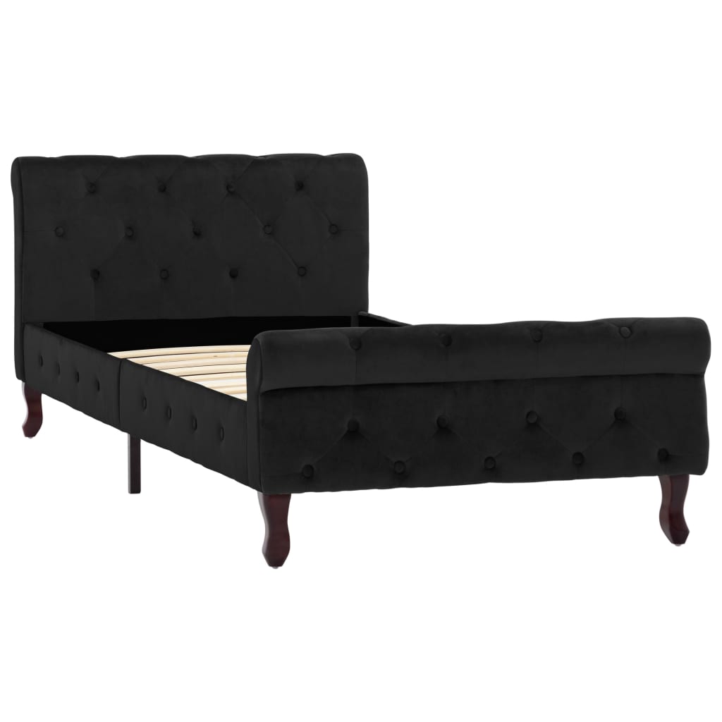 Estrutura de cama 90x200 cm veludo preto