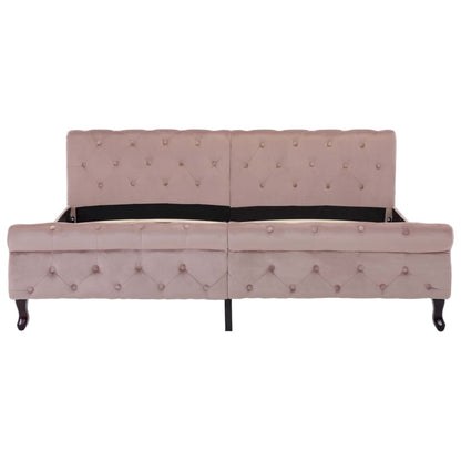 Estrutura de cama 180x200 cm veludo cor-de-rosa