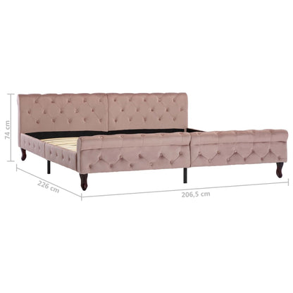 Estrutura de cama 200x200 cm veludo cor-de-rosa