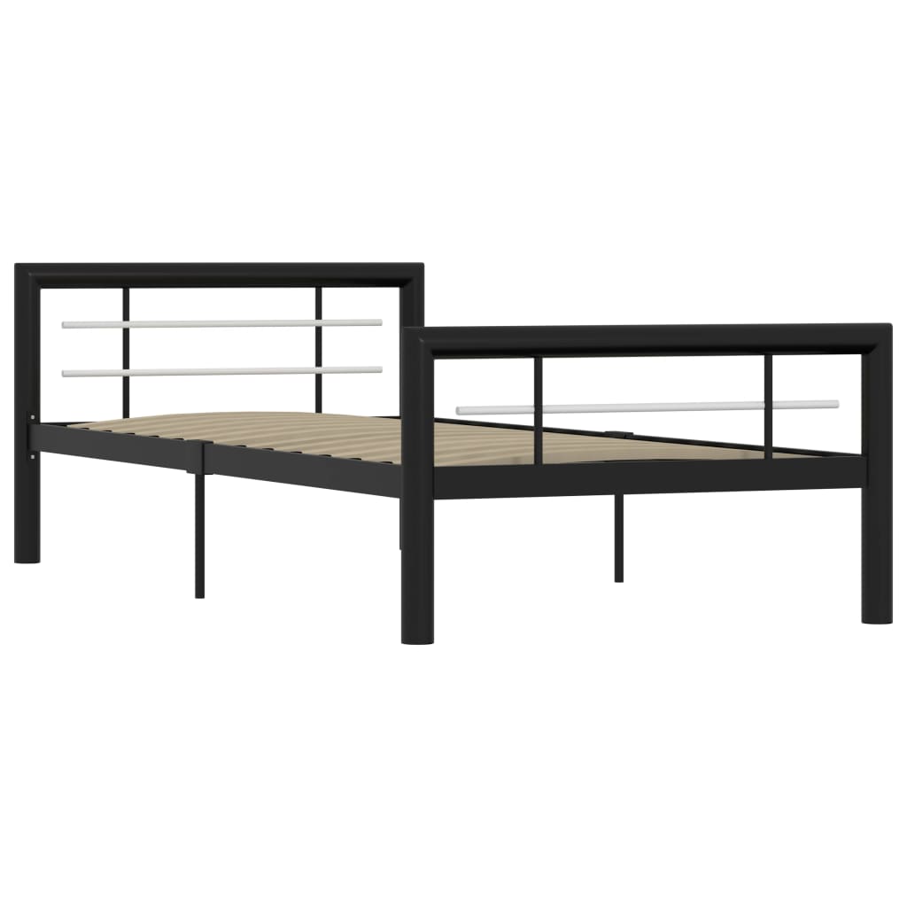 Estrutura de cama 100x200 cm metal preto e branco