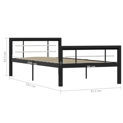 Estrutura de cama 100x200 cm metal preto e branco