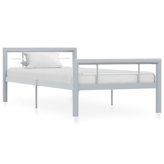 Estrutura de cama 90x200 cm metal cinzento e branco