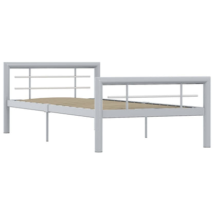 Estrutura de cama 90x200 cm metal cinzento e branco