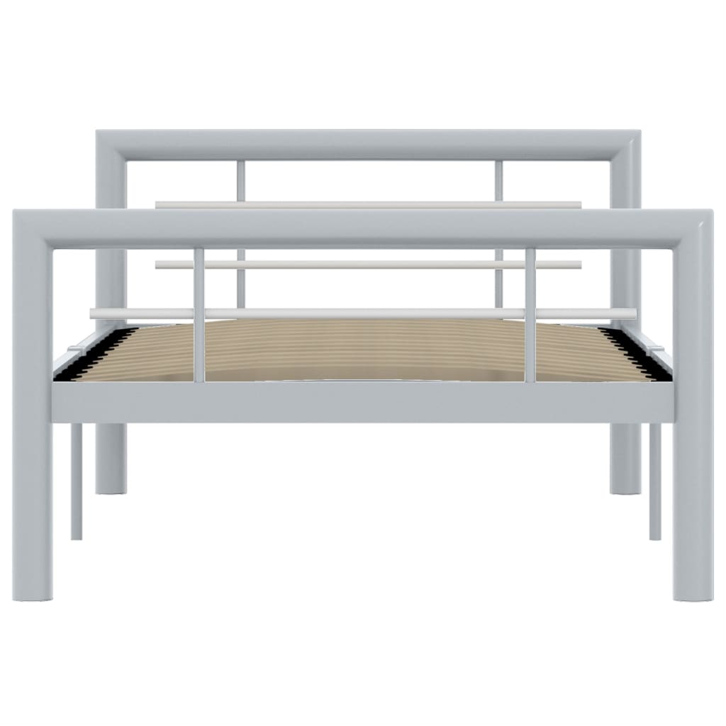 Estrutura de cama 90x200 cm metal cinzento e branco